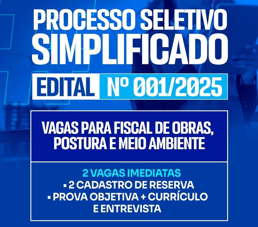 Prefeitura de Augustinópolis abre Processo Seletivo para Fiscal de Obras, Postura e Meio Ambiente