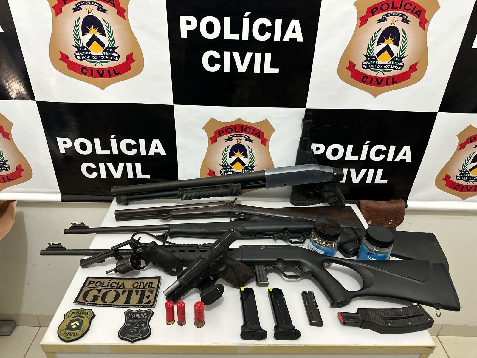 Polícia Civil do Tocantins apreende armas de fogo e prende suspeito ligado à morte do filho de ex-prefeito de Lagoa da Confusão