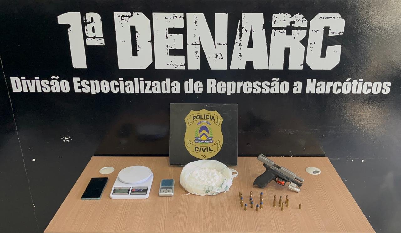 Em Palmas, Polícia Civil desarticula ponto de venda de drogas, apreende drogas, munições e arma de fogo