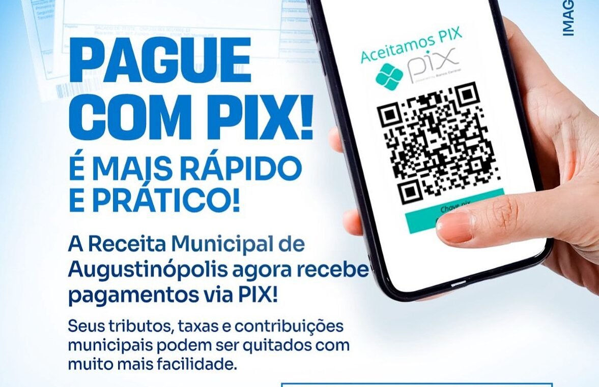 Prefeitura de Augustinópolis agora aceita pagamento de tributos via PIX